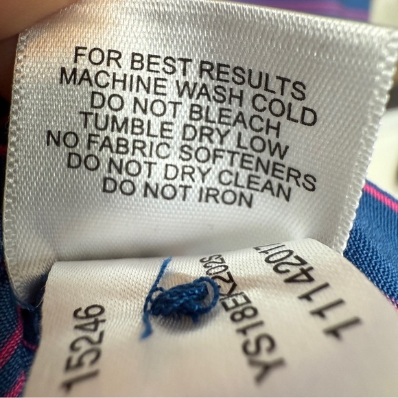 Peter Millar Youth Striped Golf Polo Shirt Blue Pink Short Sleeve L Embroidered - Picture 8 of 8